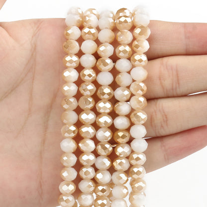 3/4/6/8mm Facettierte Jade Weiße Kristall Glas Perlen Vergoldet Flache Runde Lose Perlen für Schmuck Machen Diy Armband Ohrring