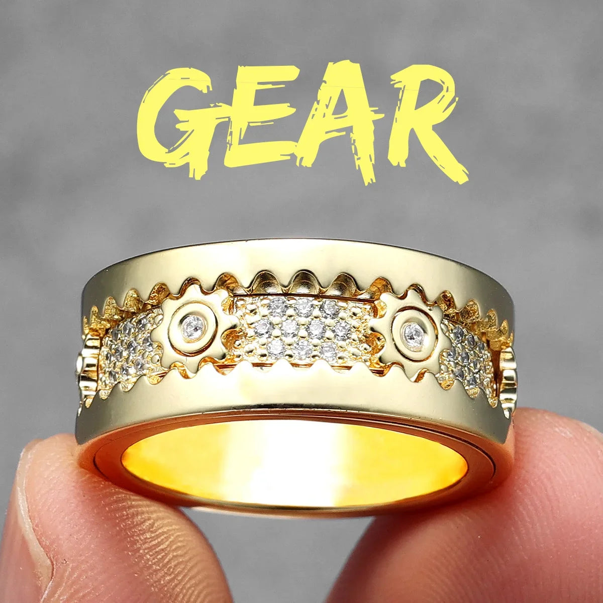 Fidget Spinner Edelstein Getriebe Männer Ringe Edelstahl Frauen Schmuck Punk Neu in Rock Hip Hop Mode Accessoires Geschenk Großhandel