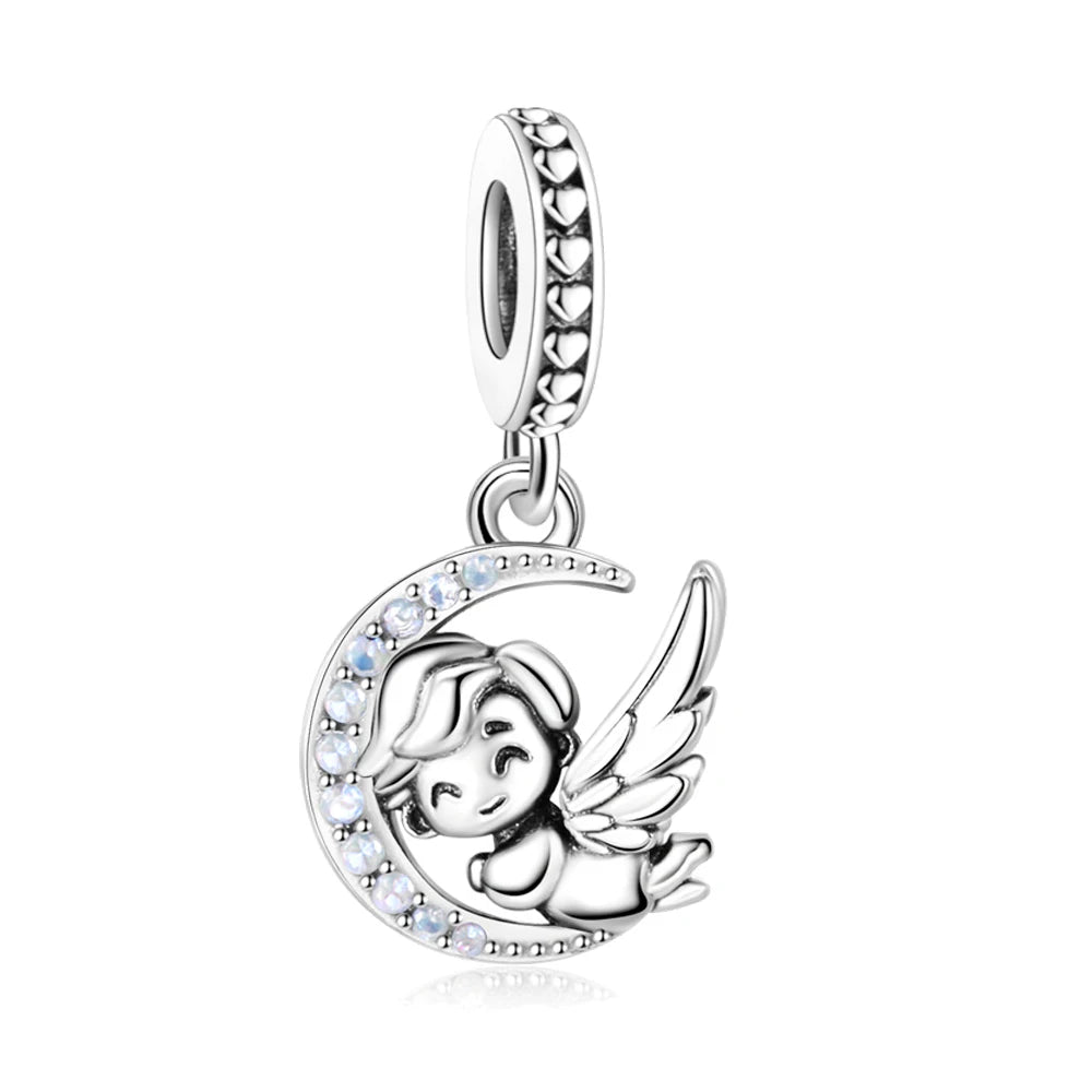 Funkelnde Edelsteinperlen aus 925er-Sterlingsilber mit eingelegten Edelsteinen und baumelnder Charm mit unendlichem Knoten, passend für Schlangenarmband, Boutique-Halskette, schönes Geschenk