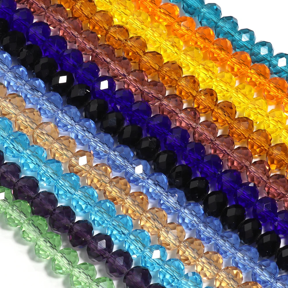 3/4/6/8/10mm Facettierte AB Klar Glas Kristall Rondelle Perlen Bunte Lose Spacer Perlen für Schmuck Machen DIY Armband Halskette