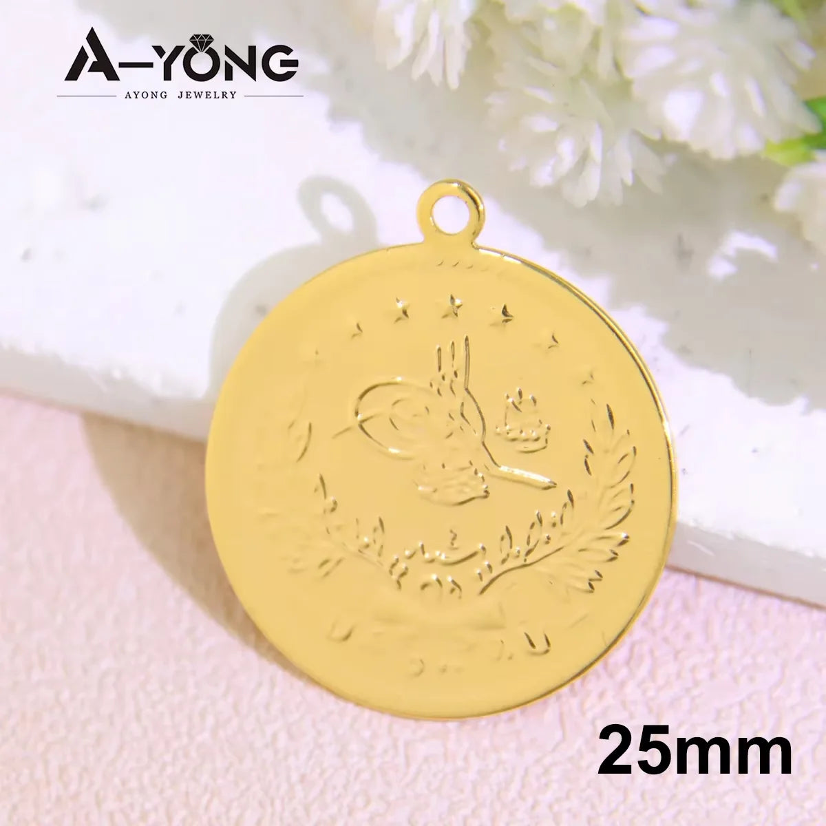 10 Stück vergoldete Münzen Anhänger 21 Karat Gold Farbe Türkische Lira Anpassen Halskette Armband Teile Dubai Islamischer Vintage-Schmuck