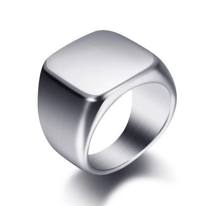 316L Edelstahl Quadrat Signet Ring Für Männer Männlich Finger Schmuck Zubehör Antioxidans Anti-stress Ring