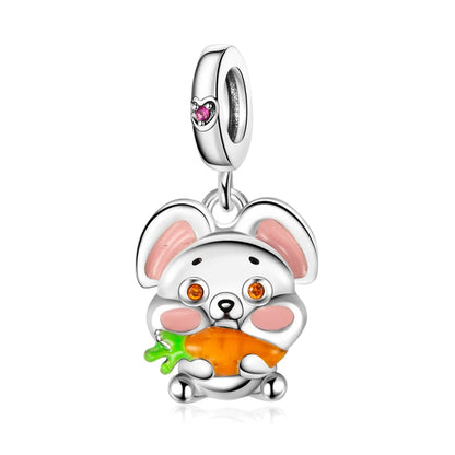 Tier-Serie, 925er-Sterlingsilber, Qualle, Pfau, Schildkröte, Kaninchen, Frosch, Charm, passend für DIY-Armbänder, Halsketten, Geschenke für Kinder