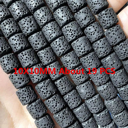 Natürliche Stein Schwarz Vulkanischen Lava Zylinder Räder Quadrat Runde Form Spacer Perlen Für Schmuck Machen Diy Armband Zubehör