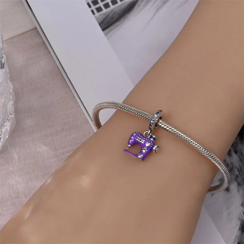 Lila Serie 925 Sterling Silber Maiglöckchen Rose Meerjungfrau Hexenhut Charm Passend für DIY Armband Halskette Charmante Geschenke