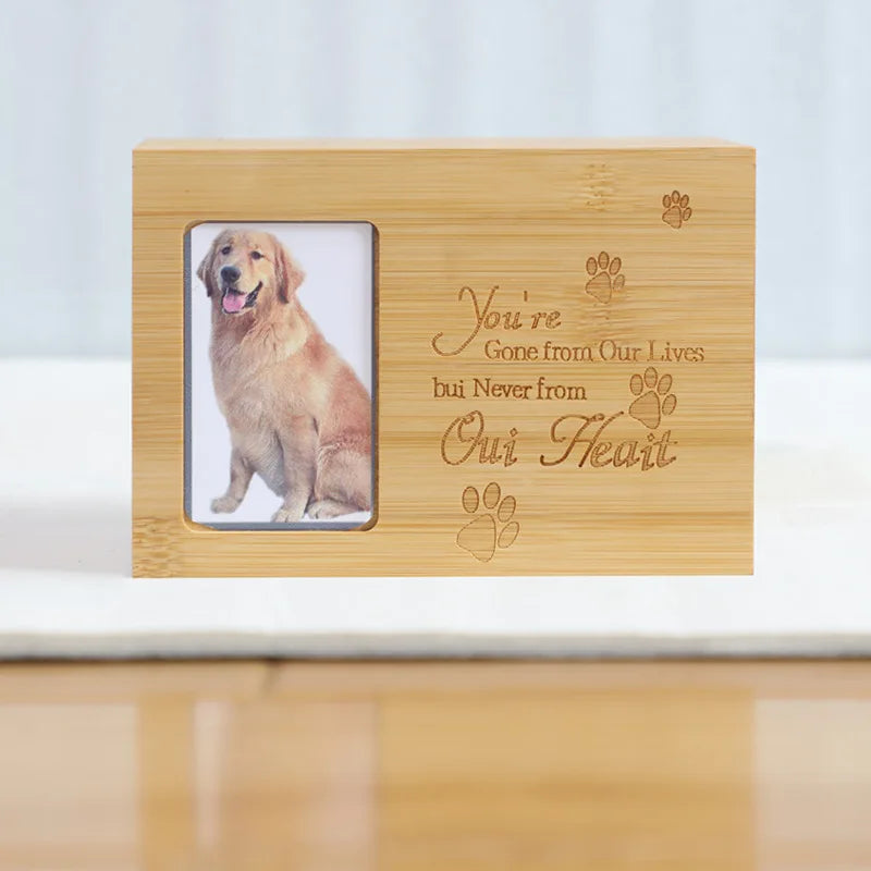 Haustier-Urnen für Hunde, Asche, elegante, geschenkbare Haustier-Gedenkbox mit Bilderrahmen, sichere Erinnerungsurne aus Holz für Haustiere