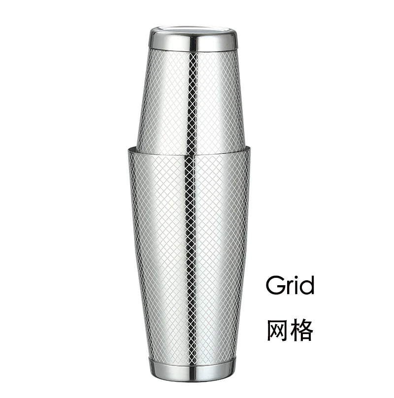 2-teiliges Boston Cocktail Shaker mit Ätzmuster, Bar-Cocktail-Shaker-Blech-Set – 800 ml und 500 ml