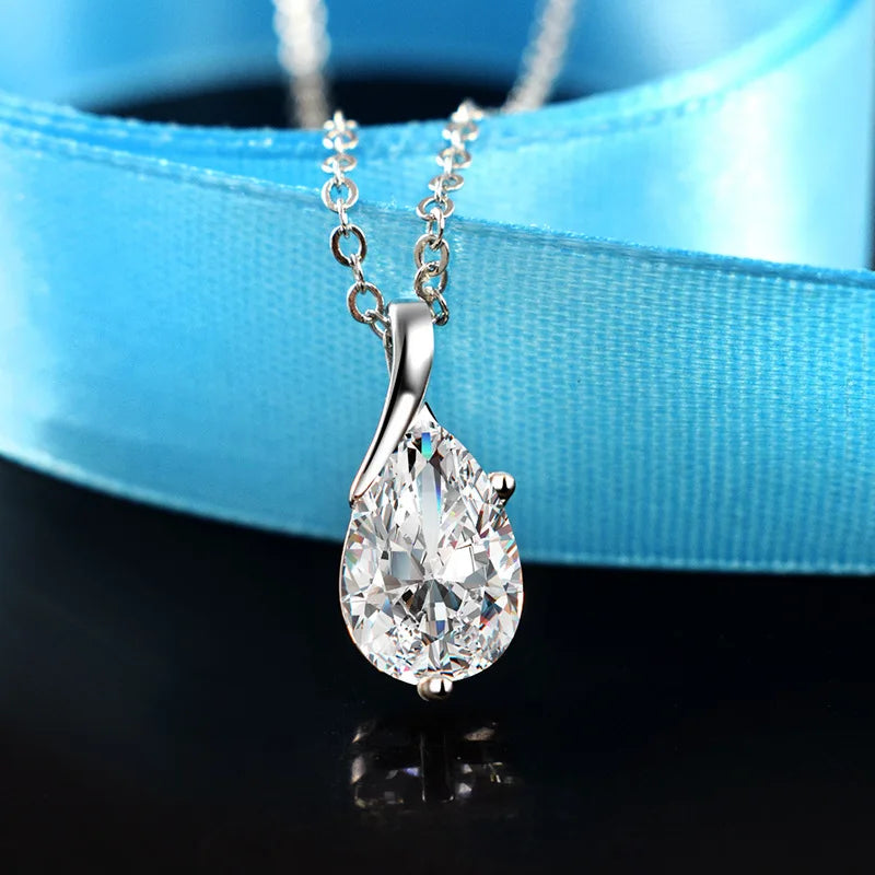 S925 Sterling Silber Halskette Engel Tränen Kristall Rot Anhänger Halskette für Frau Charme Schmuck Geschenk