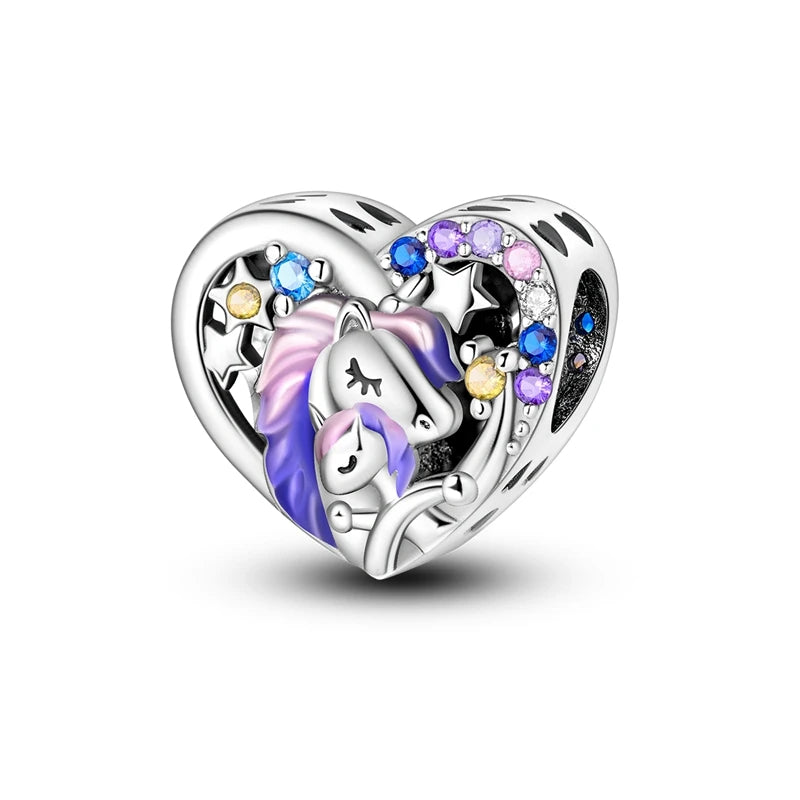 Sicherheitsketten aus 925er-Sterlingsilber, violette Serie, Schmetterling, Widder, Zwillinge, passend für Original-Armbänder, DIY-Schmuckherstellung, Geschenk für Frauen