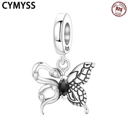 Heißer Verkauf S925 Sterling Silber Zirkon Schmetterling Schlange Anhänger Geburtstag Party Geschenk für Frauen Armreif Armband Halskette DIY Schmuck