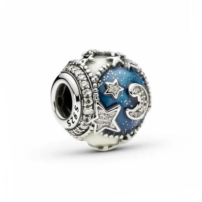 Blaue Serie 925 Sterling Silber Globus Schneeflocke Tanzschuhe Krone Charm Passend für DIY Armband Halskette Elegante Partygeschenke