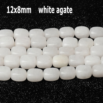 44 Arten weiße Chalcedon-Jade-Achat-Perle, Naturstein, Rondelle-Würfel, facettierte lose Perlen für Schmuckherstellung, Armbänder, Zubehör