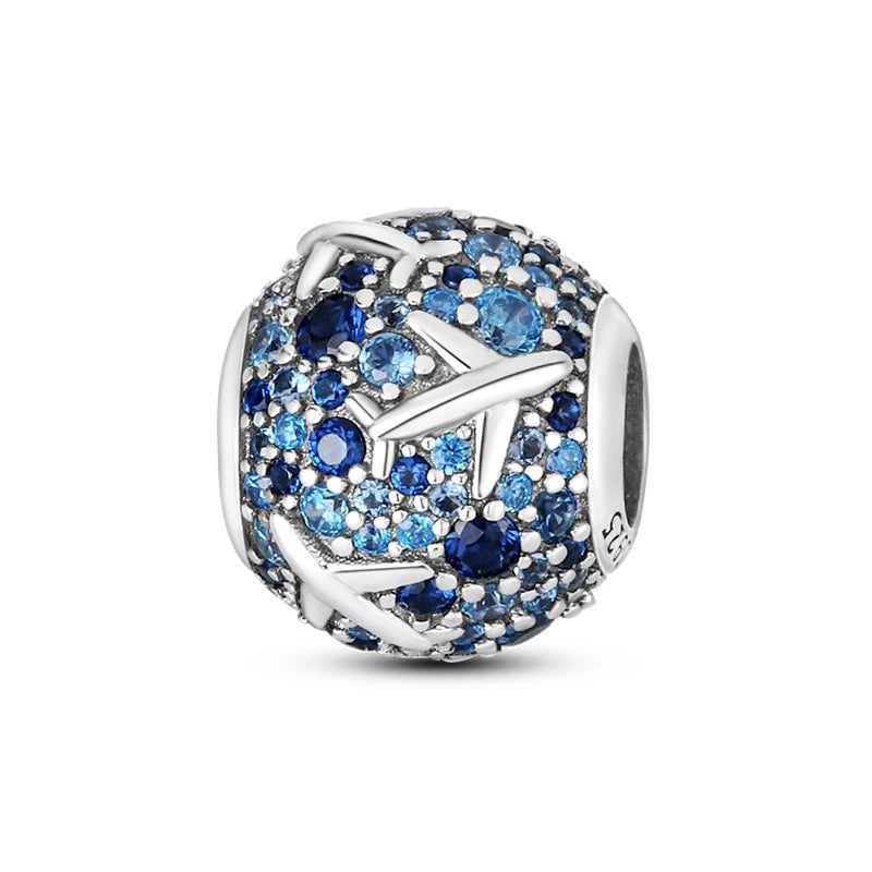 Silber-Charm, 925er-Sterlingsilber, Clip-Charms, Sicherheitsketten-Charm, CZ-Pavé, runde Clip-Perlen, passend für Original-Armbänder, Schmuckherstellung