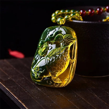 Honig wachs Bernstein Myanmar Goldblau Bernstein Stempel Herren und Damen Anhänger Halskette Fisch vase Pullover Kette Anhänger
