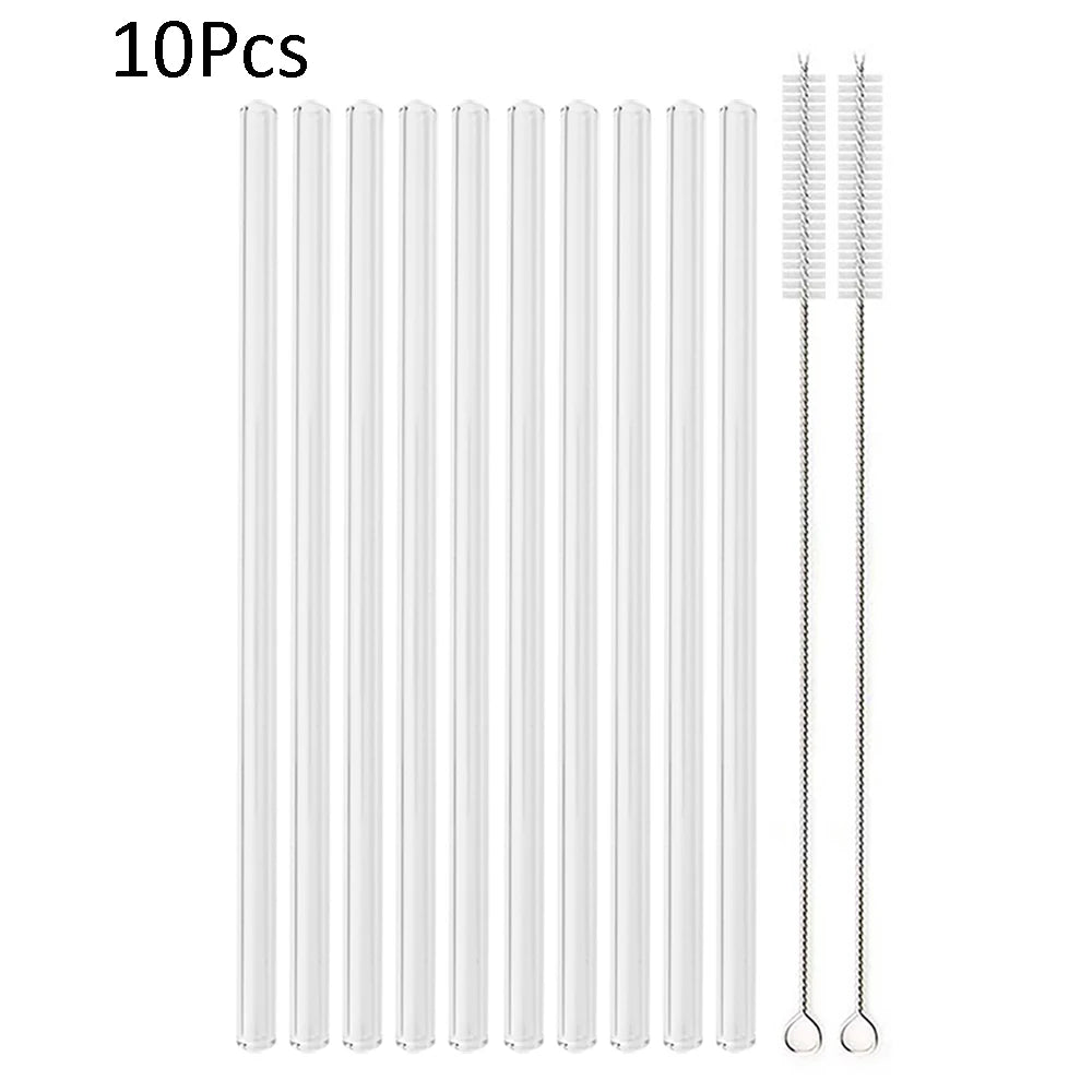 /14mm hohes Boro silikat glas Stroh Stück wieder verwendbare umwelt freundliche Trinkhalme Set Bubble Tea Smoothies Bar Zubehör