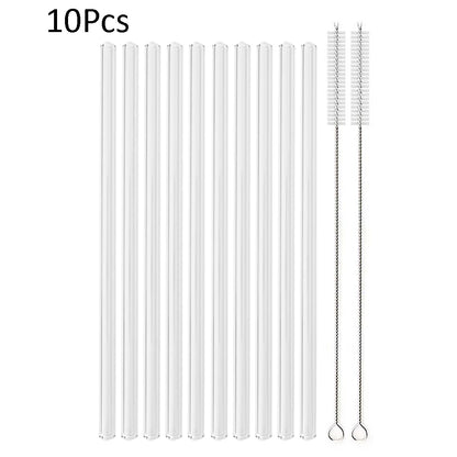 /14mm hohes Boro silikat glas Stroh Stück wieder verwendbare umwelt freundliche Trinkhalme Set Bubble Tea Smoothies Bar Zubehör