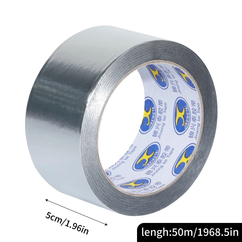 Aluminiumfolienband 50m, 50µ/0,05mm, Stark Klebend für Abdichtung, Isolierung, Hitzebeständigkeit, Verschiedene Breiten (2-20cm) für HVAC