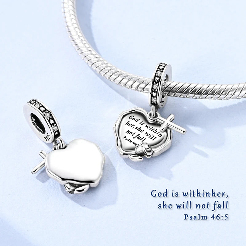 Charm Heiße Verkäufe 925 Silber Original Jesus Kreuz Charms Perlen Fit Anhänger Charm Armband Baumeln für Frauen DIY Edlen Schmuck Machen