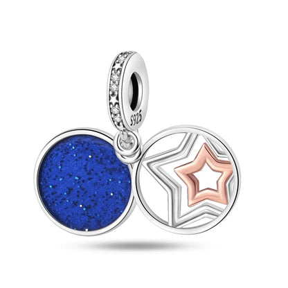Blue Series Charm-Anhänger aus 925er-Sterlingsilber, Dackel-Feder, Meer, Kokosnussbaum, Stern, Hexe, passend für DIY-Armbänder, Halsketten, Partygeschenke