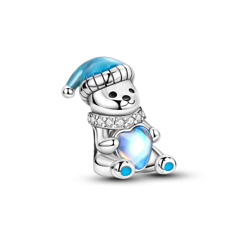 Blue Series Charm-Anhänger aus 925er-Sterlingsilber, Saphir, Baum des Lebens, Flasche, Elefant, Planet, Ozean, Herz, passend für DIY-Armbänder, Halsketten, Geschenke