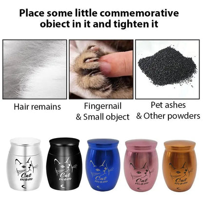 Stainless Steel Pet Urns, Small Face Print, Memorial Urn, Dog and Cat Ash Holder, Urn for Human Pet Ashes, Blue/Black
