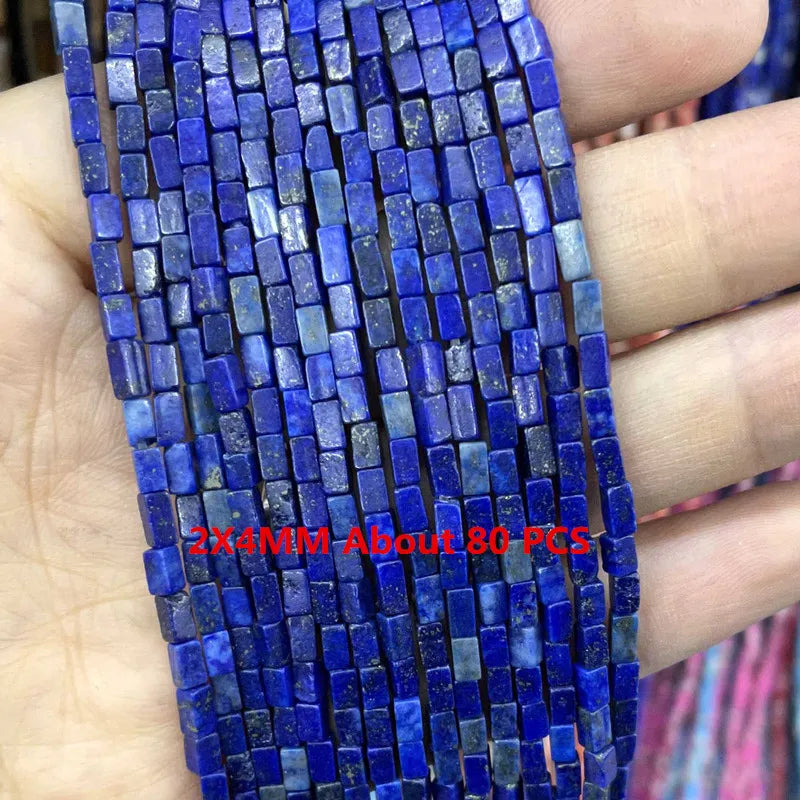 Natürliche Lapislazuli Runde Rohr Facettierte Lose Spacer Stein Perlen Für Schmuck Machen DIY Handgemachte Armbänder Halskette Zubehör
