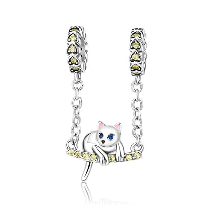 Animal Series Charms aus 925er-Sterlingsilber, Kaninchen, Katze, Pfau, Elefant, Türkei, Hund, passend für DIY-Armbänder, Halsketten, niedliche dekorative Geschenke