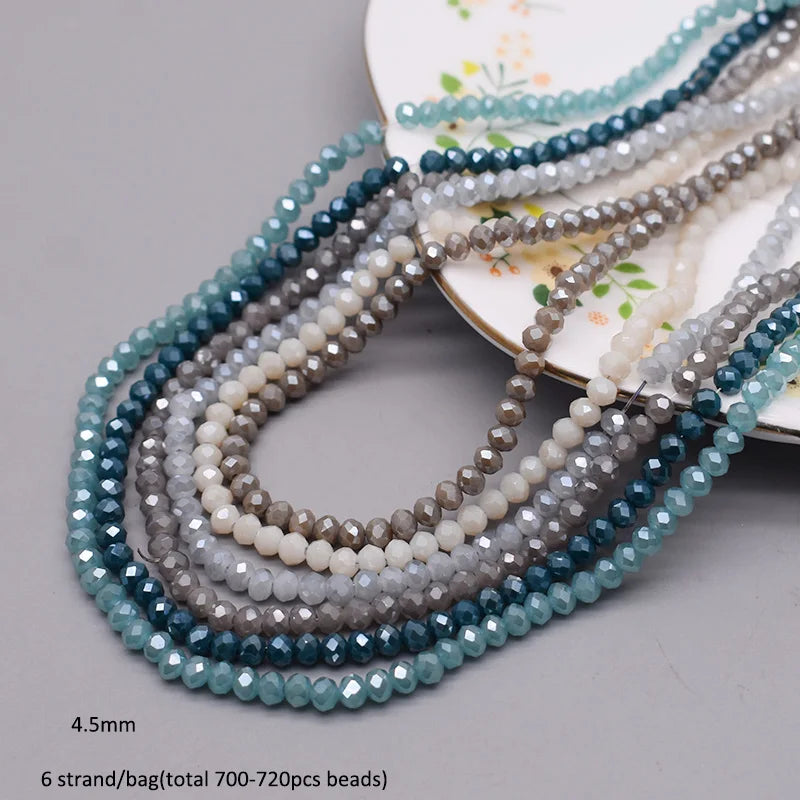 4 mm Farbschema, 6 Stränge/Beutel, Rondelle-Kristallglasperlen, facettierte lose Distanzperlen für Schmuckherstellung, Schmuck, DIY-Halskette