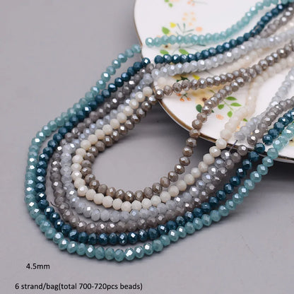 4 mm Farbschema, 6 Stränge/Beutel, Rondelle-Kristallglasperlen, facettierte lose Distanzperlen für Schmuckherstellung, Schmuck, DIY-Halskette