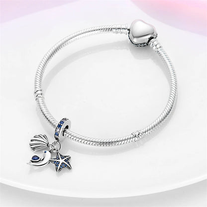 Charms Original 925 Sterling Silber Ozean Delphin Stern Anhänger Perlen für Armband DIY feines Geschenk Frauen zarte Schmuck Zubehör