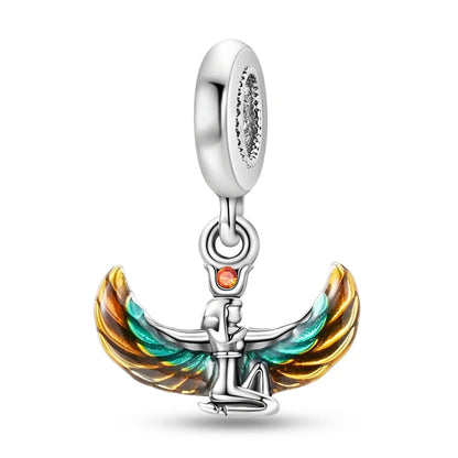 Versilberte bunte Charms-Perlen passen zu Original-Armreif, Einhorn, feuriger Drache, Anhänger, baumelndes Armband, DIY-Frauen-Schmuck, Geschenk