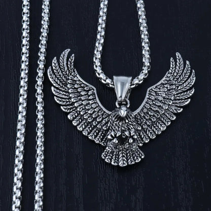 Flying Eagle Pendant Necklace Hip Hop Punk Stainless Steel Chain Men's Jewelry Vintage Rapper Rock Accessory Gift 2025, New