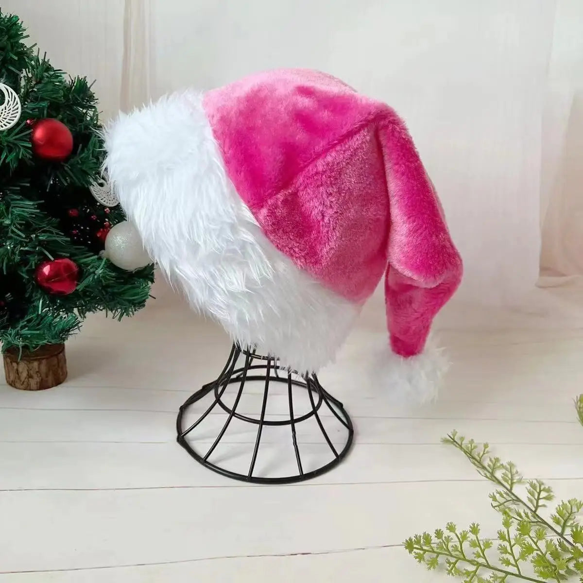 Weihnachtsmannmütze, Weihnachten, rosa, lang, Plüsch, Urlaub, rot, schwarz, für Erwachsene und Kinder, Unisex, 2024, Neujahr, festliches Partyzubehör