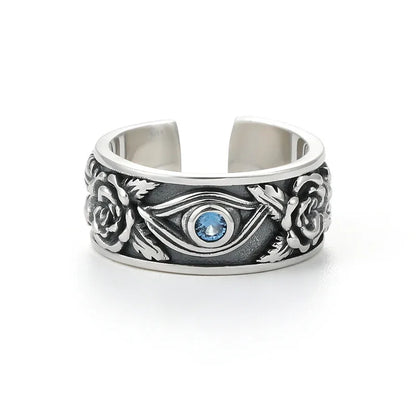 Retro Poseidon Kompass Ring versilbert Hexagramm Öffnung verstellbarer Ring Männer und Frauen Hip-Hop Trend Schmuck Geschenk
