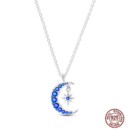 925 Sterling Silber blau Teufel Augen Palme Original Halskette Einhorn überlappen runde funkelnde Anhänger für Frauen Luxus Schmuck Geschenk