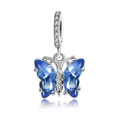 Blaue Serie 925 Sterling Silber Globus Schneeflocke Tanzschuhe Krone Charm Passend für DIY Armband Halskette Elegante Partygeschenke