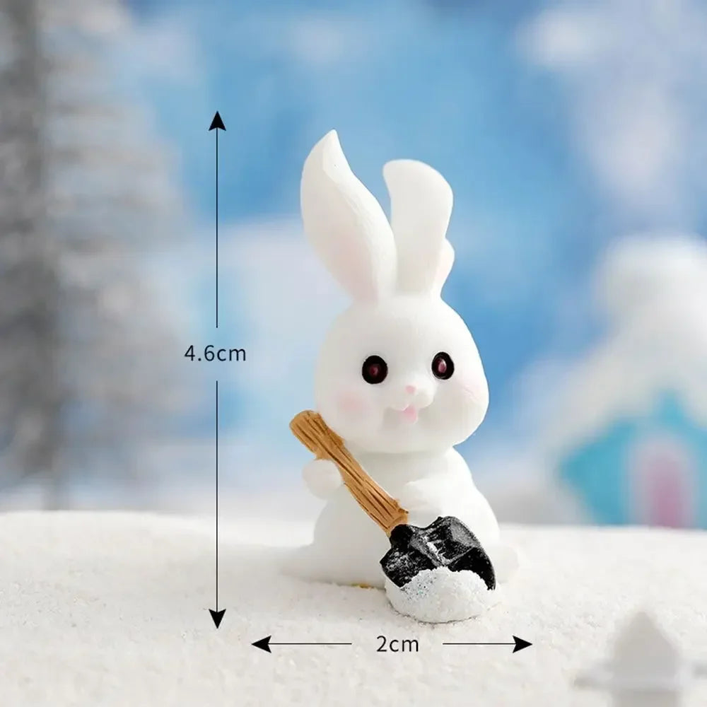 Figuren Miniatur Niedlicher Schneemann Hase Weihnachtskaninchen Mikrolandschaft Ornament Schreibtischzubehör Feengarten Heimdekoration