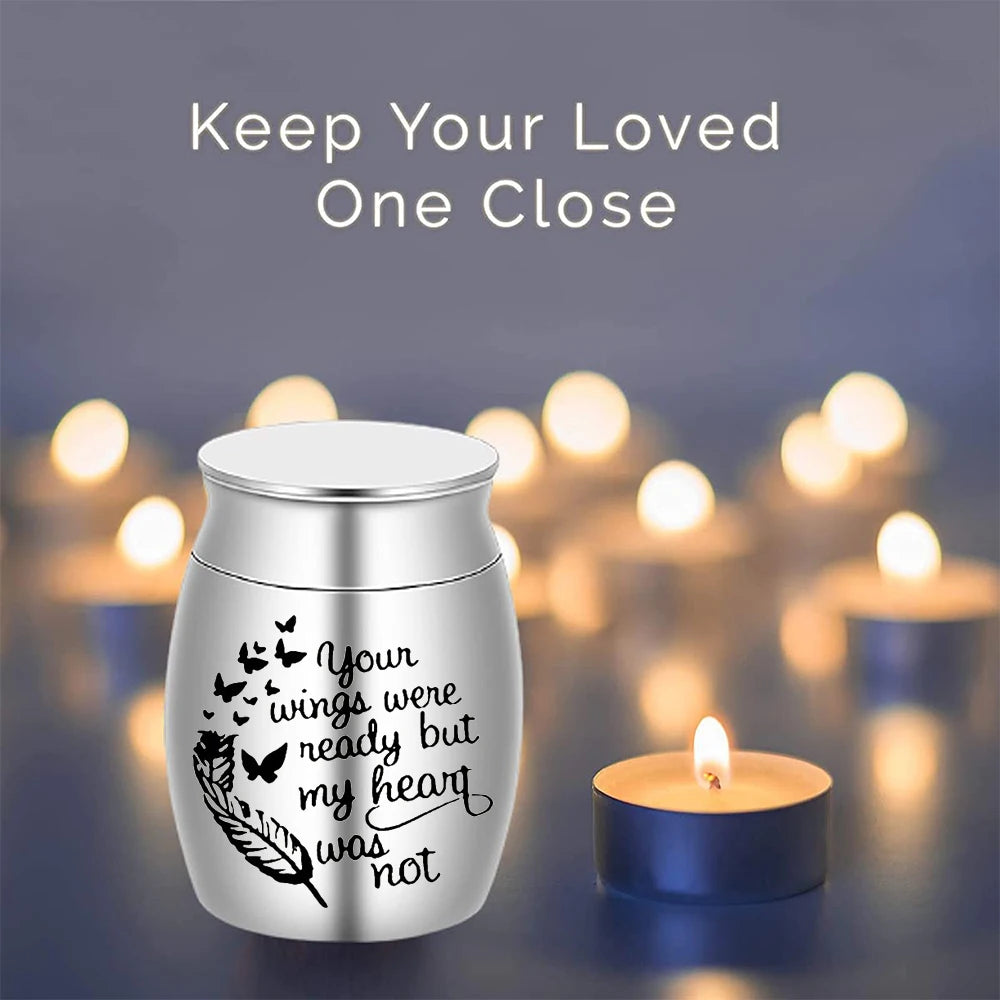 Small Keepsake Urns for Ashes Mini Cremation Urn for Ashes Aluminum Alloy Pets/Human Memorial Ashes-Your wings were ready..