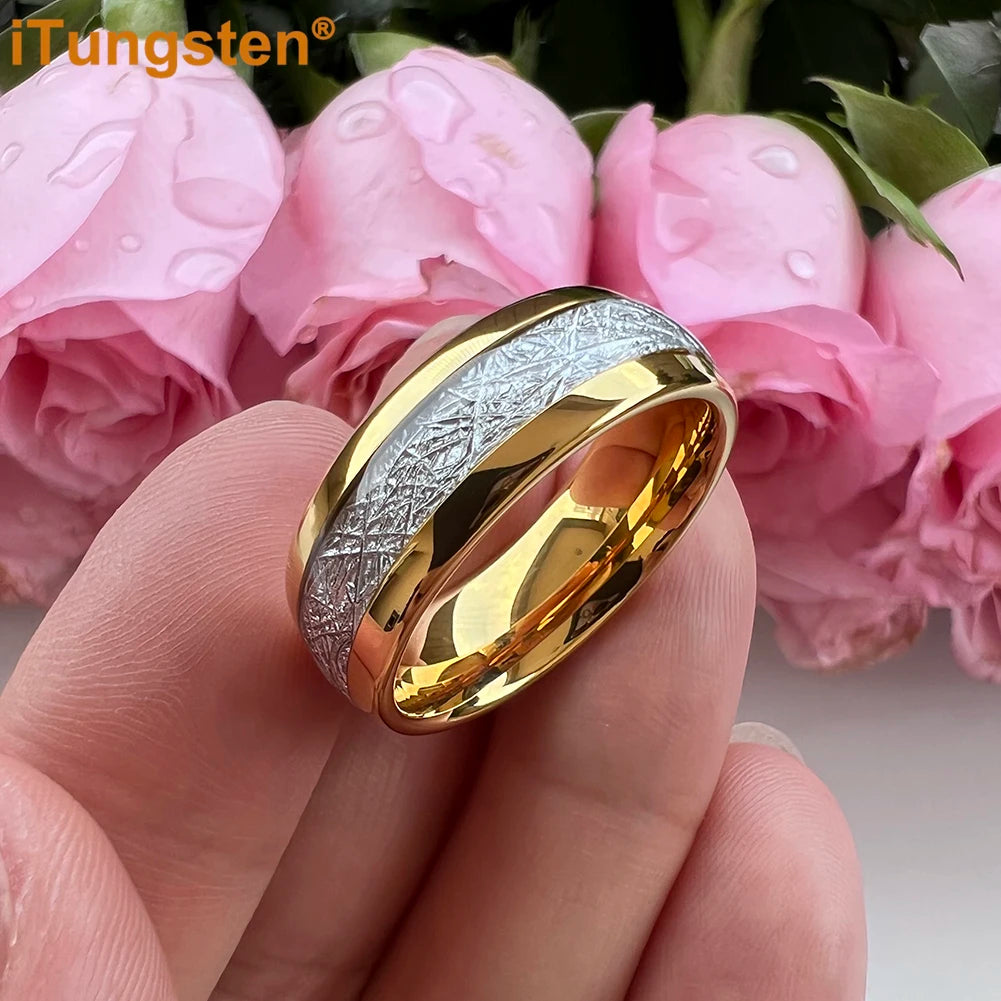 iTungsten 6/8mm Männer Frauen Helle Verlobung Hochzeit Band Wolfram Meteorit Ring Modeschmuck I Love You Graviert