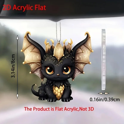 2D Black Dragon Halloween Schlüsselanhänger Cartoon Loong Acryl Anhänger Vielseitiger Charme, Dekor für Auto, Rucksack, Telefon, Zuhause, Festlich, Geschenk
