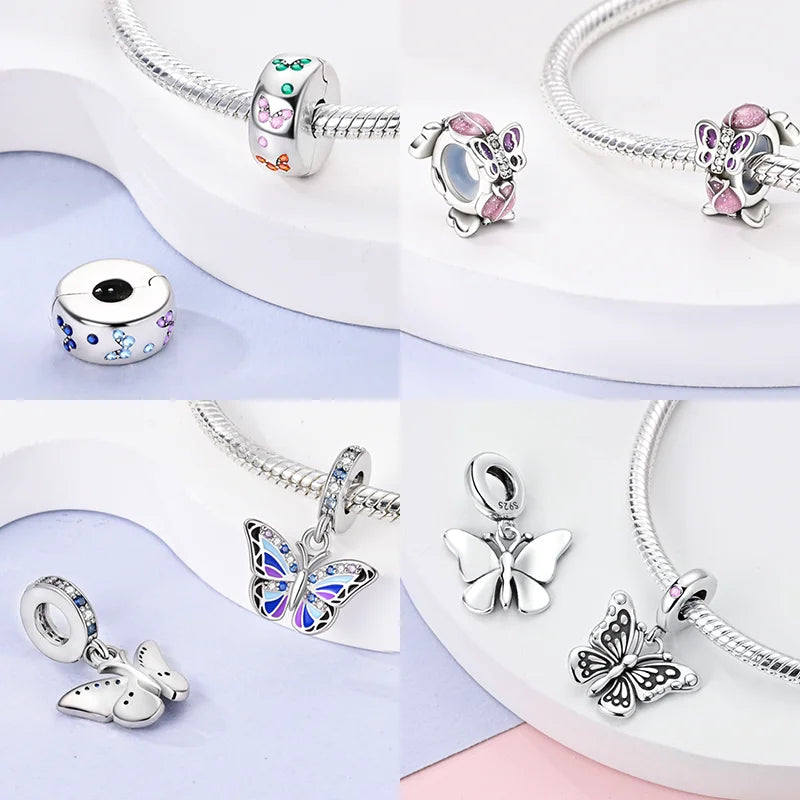 Neue Silber 925 Blaue Libelle Schmetterling Charms Perlen Fit Original Armband für Frauen DIY Edlen Schmuck Zubehör Perlen Geschenke