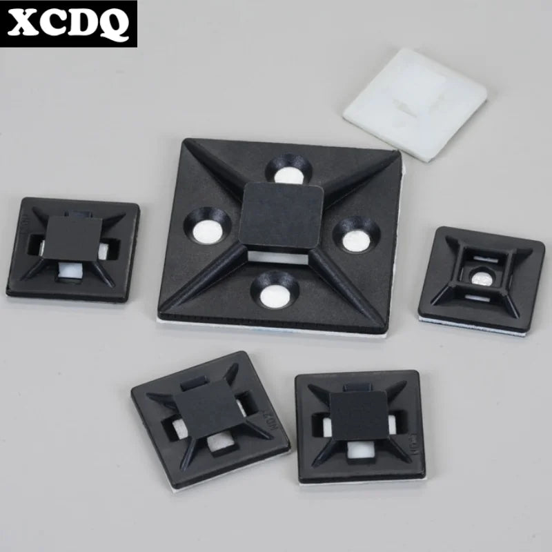 100 Stück selbstklebende Nylon-Kabelbinderhalter, Kabelbinder, fester Sitz, PA66, Kunststoff-Kabelklemmen, 3 m, 1600 t, stark klebende Kabelbinderhalterung