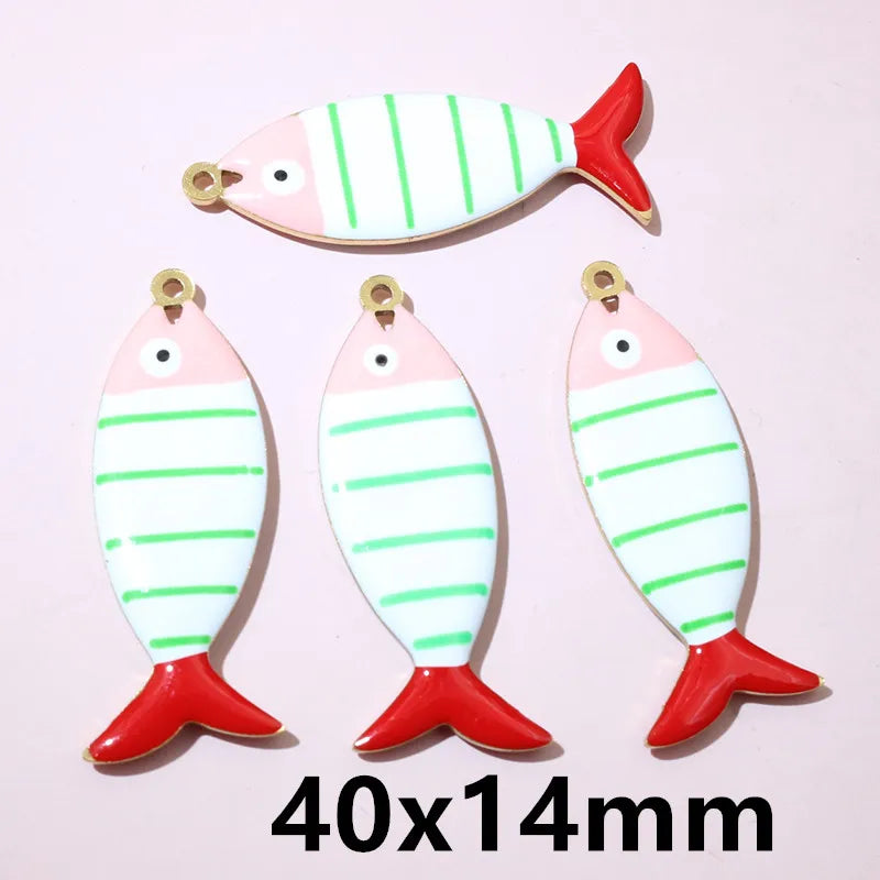 10 Stück Edelstahl Emaille Fisch Charms Anhänger 31x12mm DIY Schmuck Making Zubehör Erkenntnisse für Halsketten Ohrringe Armbänder