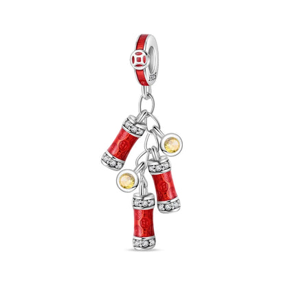 Rote Serie 925er Sterlingsilber Kamera Apfel Herzförmiger Koi Feuerwerkskörper Gott Reichtum Charm Passend für DIY Armband Halskette Partygeschenke