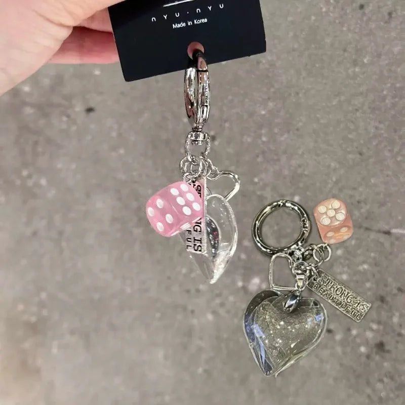 Schlüsselanhänger Y2K Rotes Herzförmiges Perlen-Valentinstaggeschenk Neues Design Geldbörsen-Charm Auto Goth Vintage Niedlicher Schlüsselanhänger Accessoire