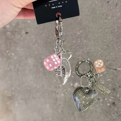 Schlüsselanhänger Y2K Rotes Herzförmiges Perlen-Valentinstaggeschenk Neues Design Geldbörsen-Charm Auto Goth Vintage Niedlicher Schlüsselanhänger Accessoire
