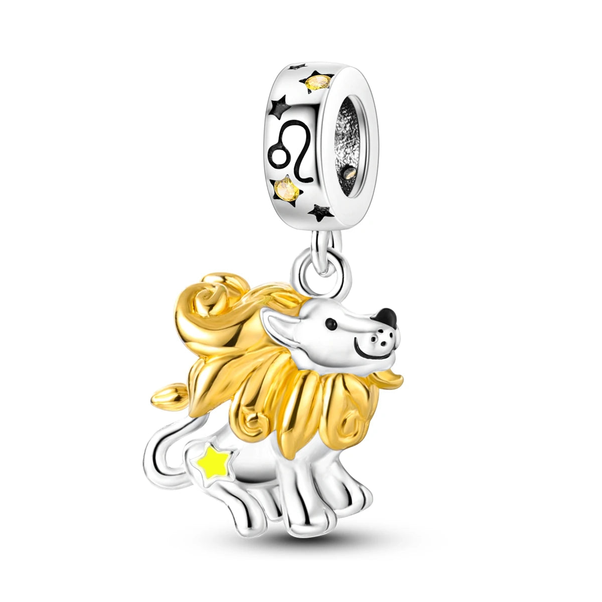 Neu im 925er-Sterlingsilber, goldene Sonnenblume, glückliche Sterne, passend für Original-Armbänder, Halsketten, Sonne, Mond, Diamant-Charm, Schmuck zum Selbermachen