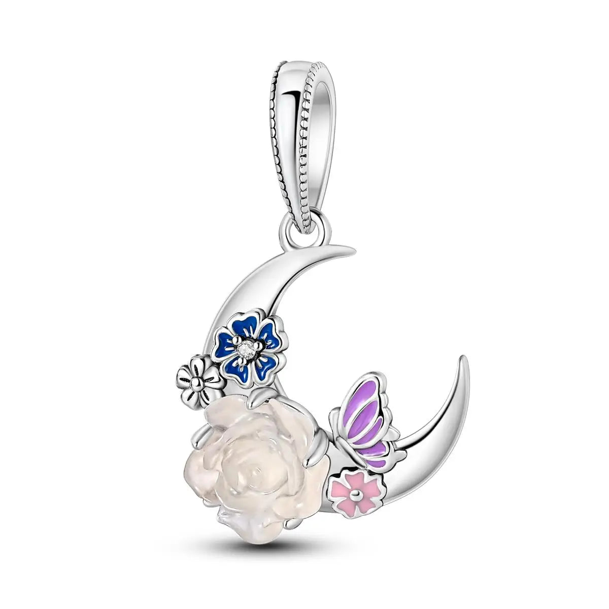 Versilberte Katzenpfote, Zauberwürfel, Blumen-Charms, Anhänger, passend für Original-Armbänder, DIY-Modeschmuck