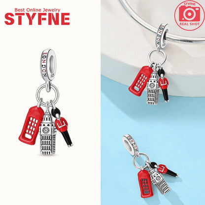 Neue Charms aus 925er Silber, griechischer Tempel, Pariser Turm, London, Big Ben, Perlenanhänger, passend für Original-Armbänder, DIY, kultureller edler Schmuck, Geschenk