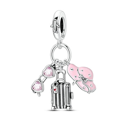 Gemütlicher Charm aus 925er-Sterlingsilber für Strandausflüge, hawaiianischer Bikini, Surfen, Kokosnussbaum, passend für DIY-Armbänder, Halsketten, Reisesouvenirs